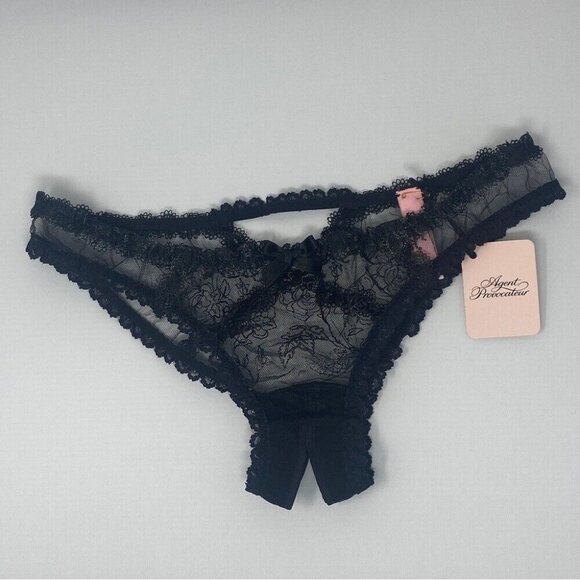 Agent Provocateur Rosa Black Ouvert Brief AP2 Small NWT